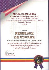 PROFESOR DE ONOARE UPS „Ion Creangă”
