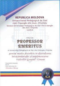 PROFESOR EMERITUS UPS „Ion Creangă”